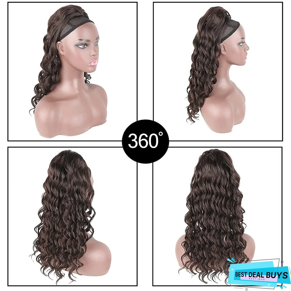 Long Curly Wig Female Drawstring Ponytail Connector