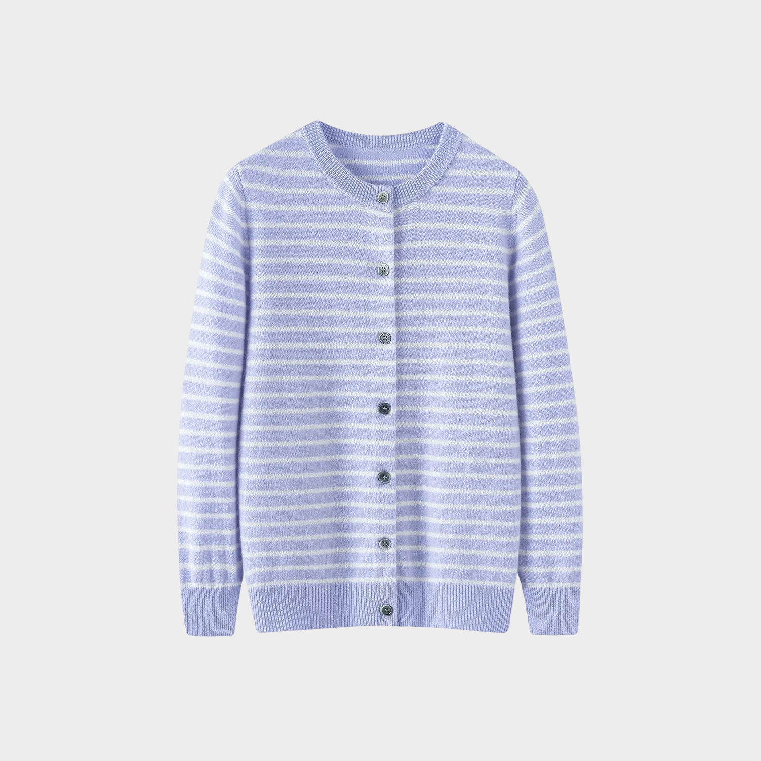 Kid's Crew-Neck Striped Cashmere Cardigan REAL SILK LIFE