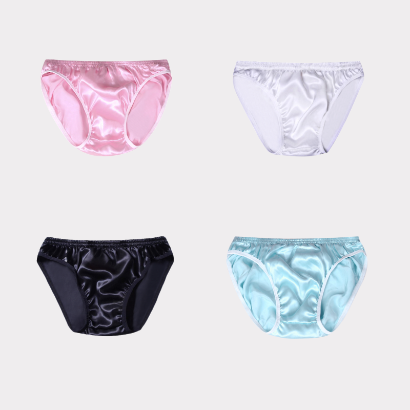 Elastic Waistband Solid Men's Silk Briefs 4-Pack REAL SILK LIFE