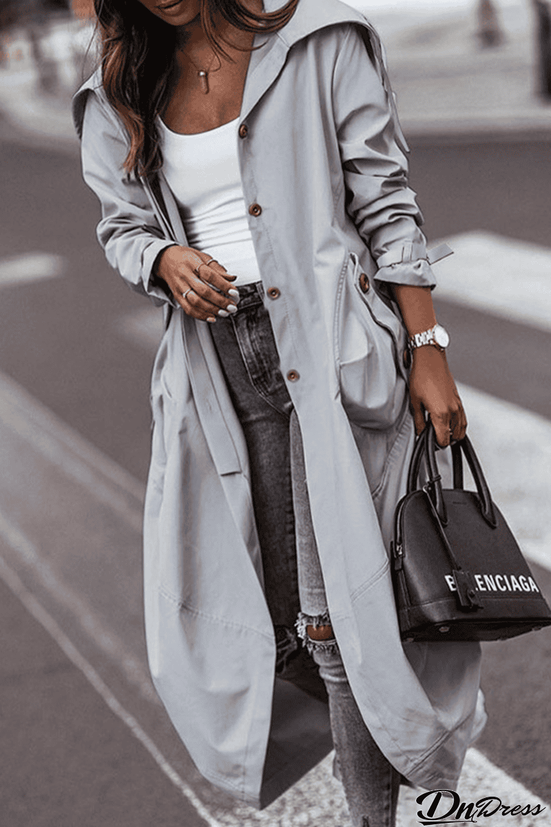 Casual Solid Patchwork Turndown Collar Outerwear