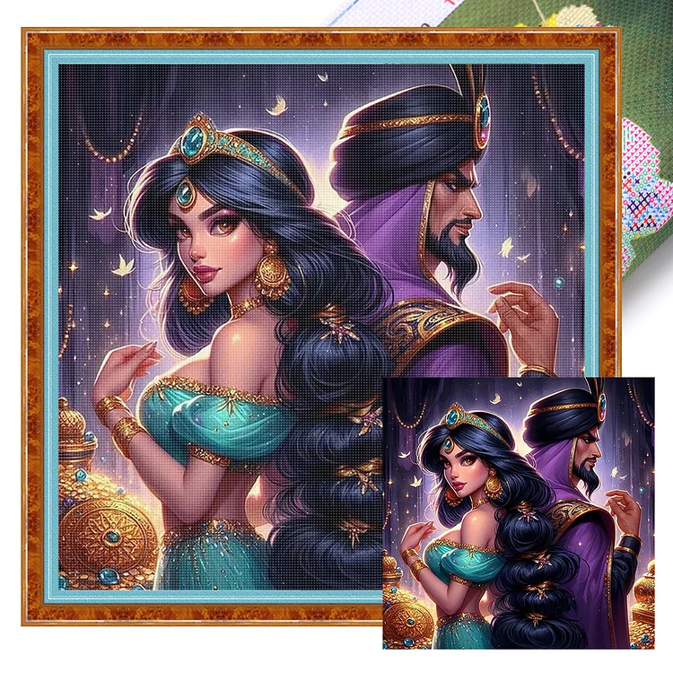 【Huacan Brand】Princess Jasmine 50*50cm 18CT Stamped Canvas Cross Stitch gbfke