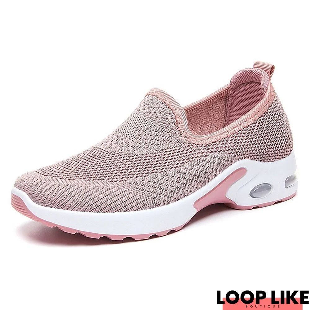 Women's Sneakers Slip-Ons Comfort Shoes Flyknit Shoes Outdoor Daily Wedge Heel Round Toe Casual Minimalism Mesh Loafer Color Block Black Pink Grey