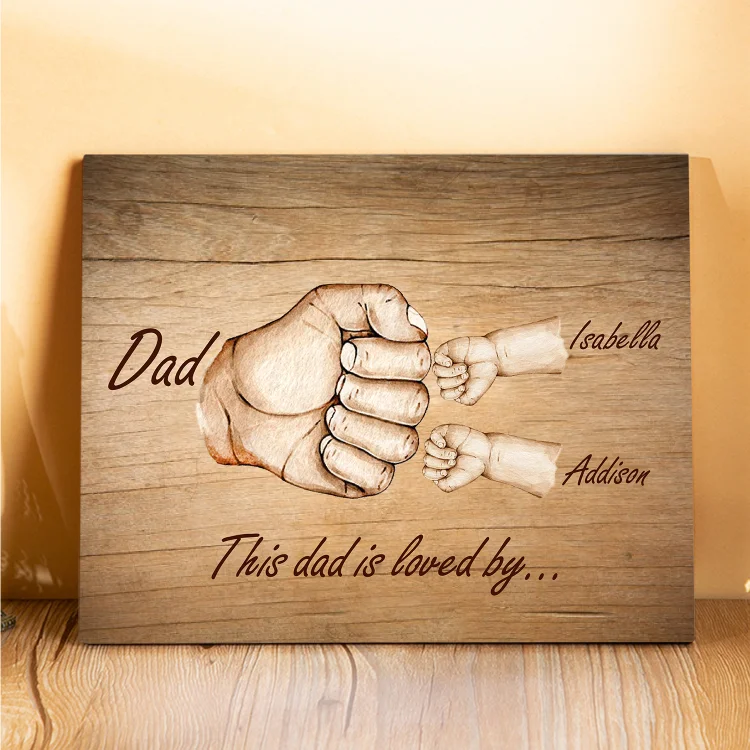 3 Names-Personalized Dad Family Fist Bump Frame Wooden Ornament Custom Text Plaque Home Decoration for Father