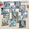 12pcs Diamond Painting Owl Greeting Card Set with Envelope Daily Wishing Cards for Birthdays Thanksgiving & Special Occasion