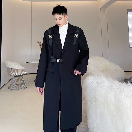 Dawfashion-Korean Style Simple Design Long Suit Trench Coat-Yamamoto Diablo Clothing
