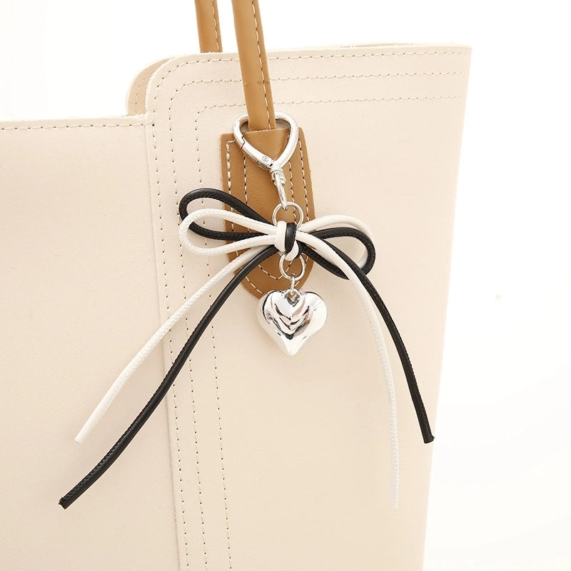 Sweet Heart Shape Bow Knot Pu Leather Zinc Alloy Keychain