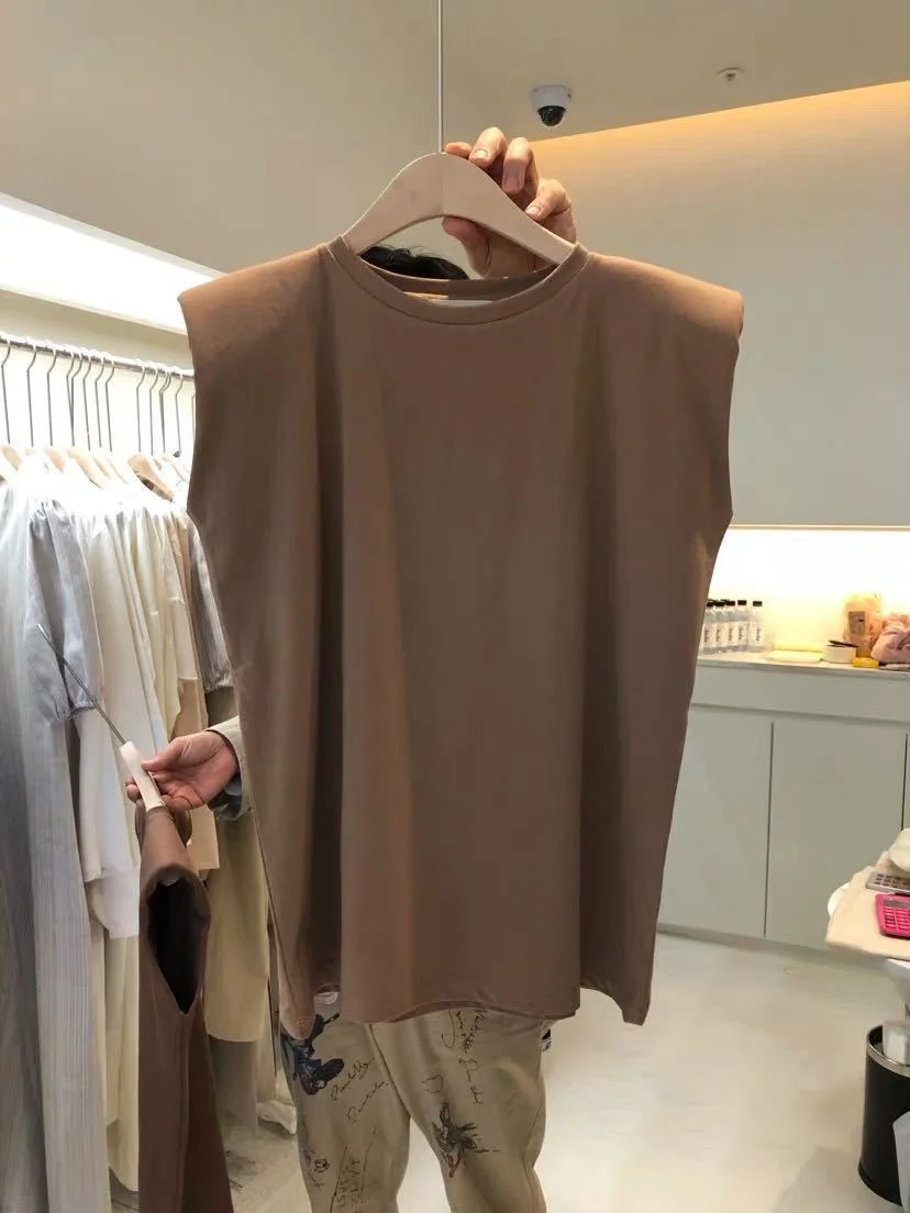 Uveng Uveng Sleeveless T-Shirt Female Loose 2024 Summer New Fashion Black Vest Shirt Student Top Wear Ins