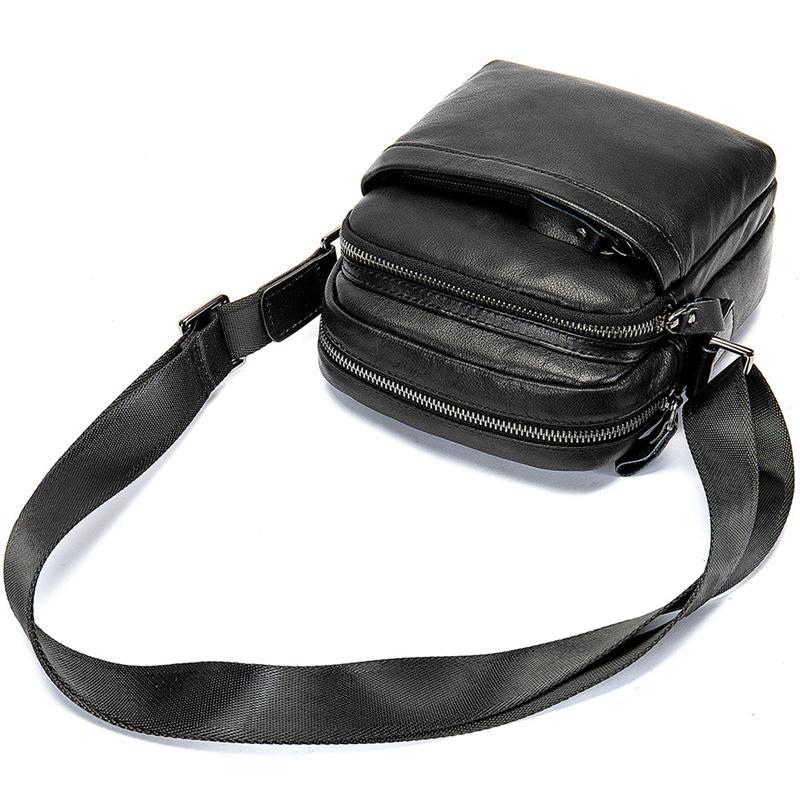 Men's Shoulder Bag Business Casual Leather Solid Color Crossbody Bag