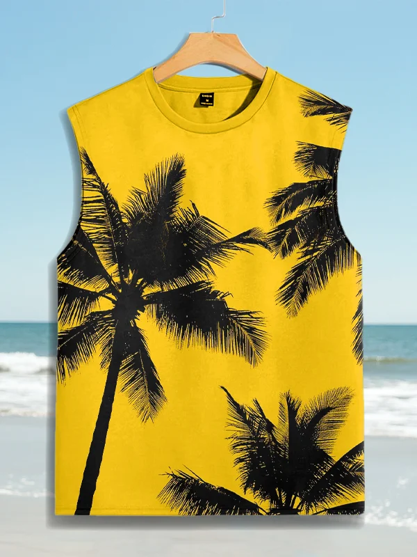 Men's Tropical Palm Trees Vacation Style Printed Tank Top