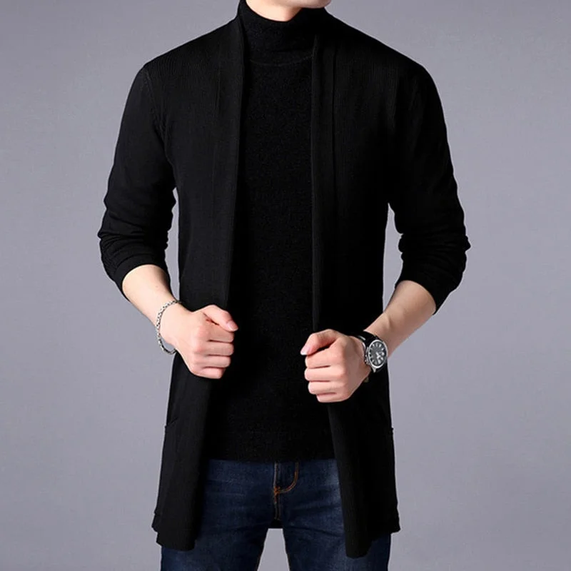 Huiketi Men Thin Knitted Cardigan Sweater Spring Autumn Solid Sweater Bottoming Long Sleeved Mens Slim Fit Cardigan Sweater
