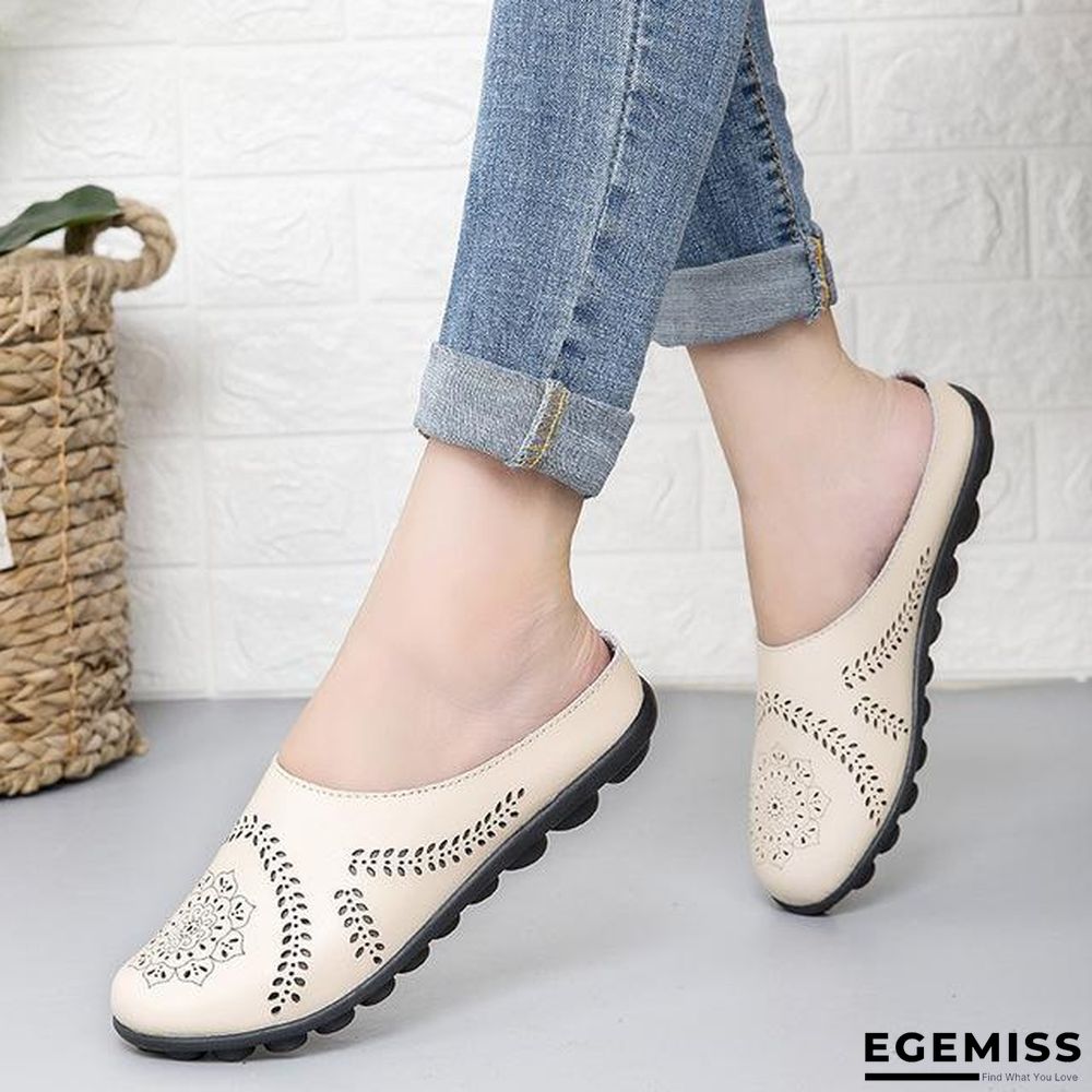 Cow Muscle Ballet Flower Print Women Genuine Leather Flats Loafer Shoes | EGEMISS