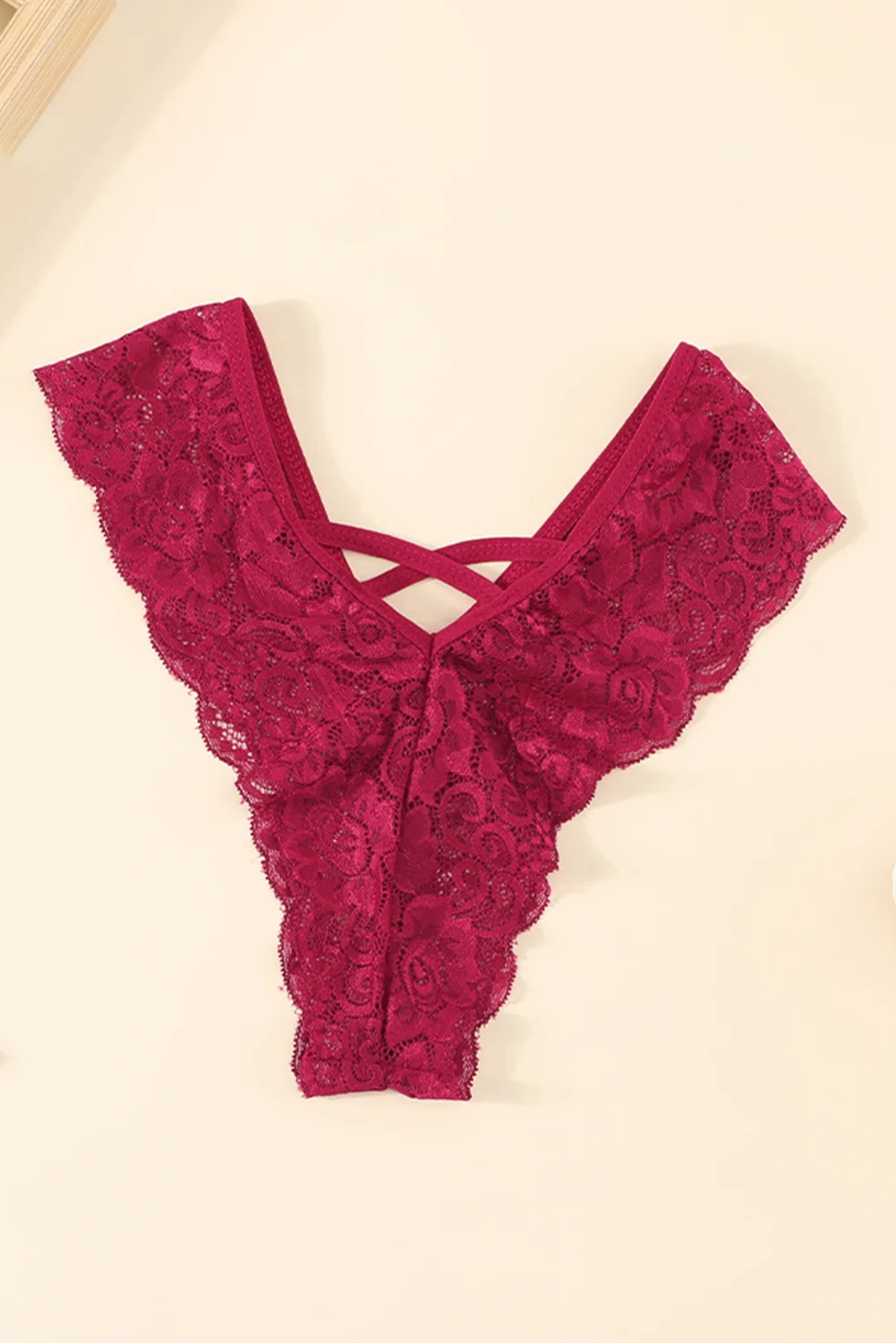 Wine Red Crisscross V Shape Women's Underwear | IFYHOME