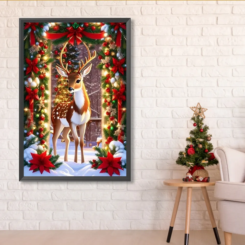 Diamond Painting - Full Round Drill - Christmas Elk(Canvas|40*60cm)
