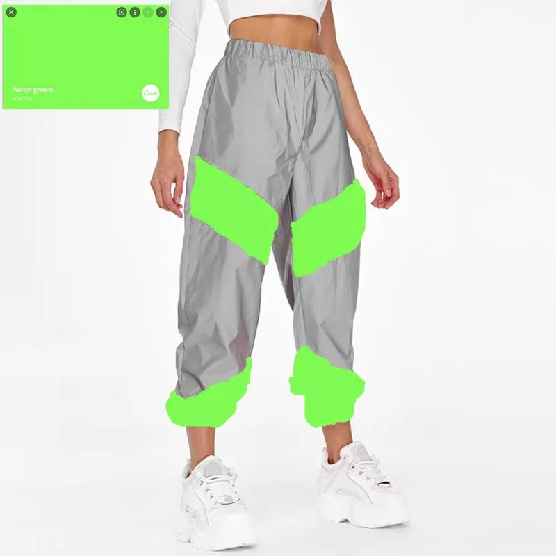 Zingj Leisure Mid-waist Stitching Reflective Night Pants