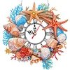 (US Only)2D Flat DIY Seashell Starfish Wreath 5D Diamond Hanging Clock Art Craft for Home
