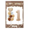 Retro Cream Caramel Cartoon Bunny Bear 0 - 9 Numbers Latex Aluminum Film Balloons Flags Package Kids Birthday Party Decors