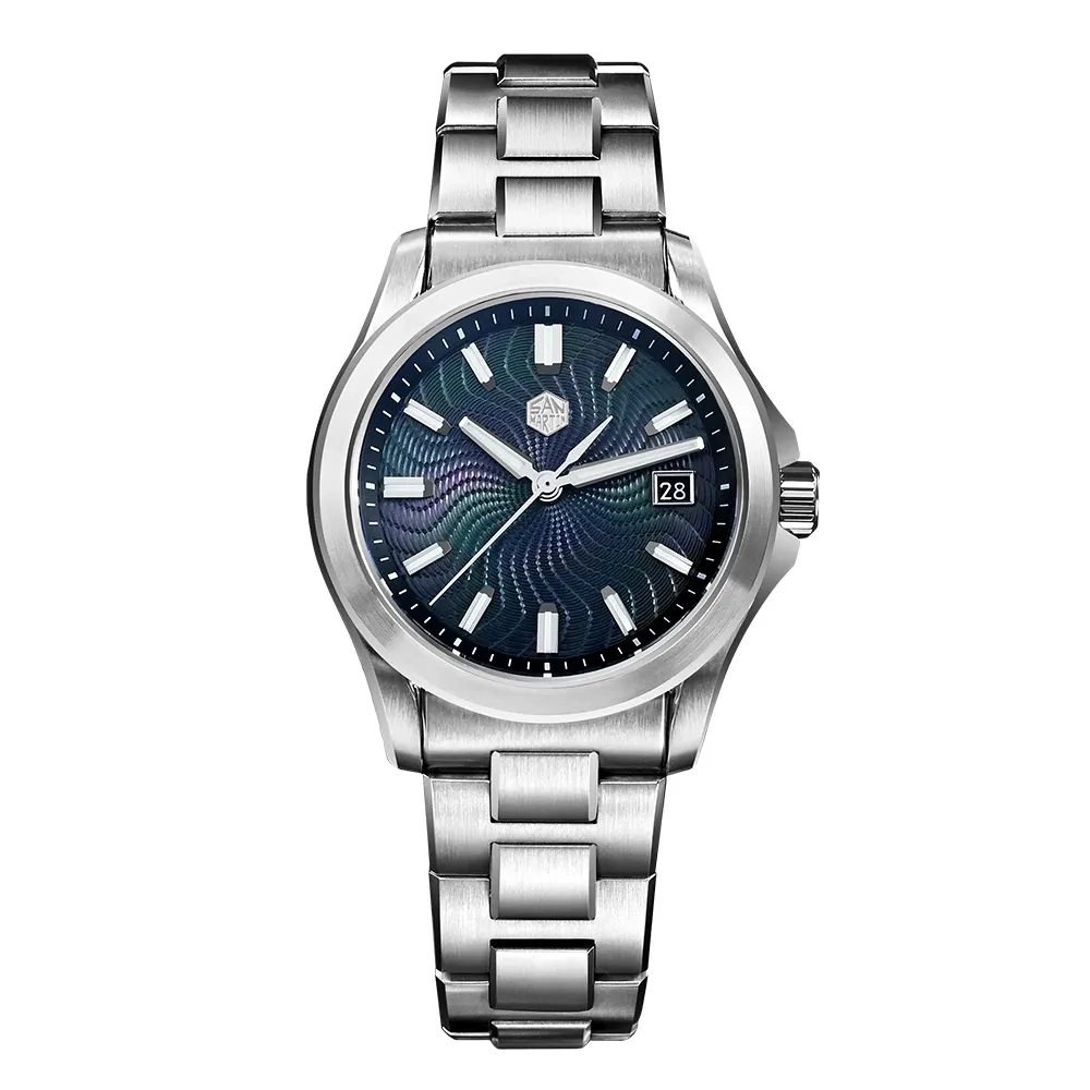 UK warehouse-San Martin Watch 39mm Miyota 9015 Automatic Mechanical With Mop Guilloche SN0150 San Martin Watch San Martin Watch
