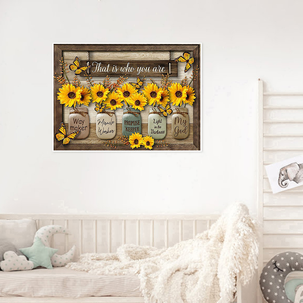 Sunflowers And Letters-11CT Stamped Cross Stitch 50*40cm