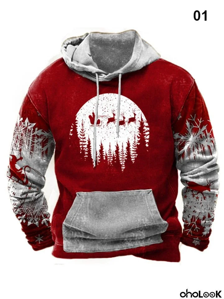 Winter Street Abstract Print Long Sleeve Pullover Hoodies for Men