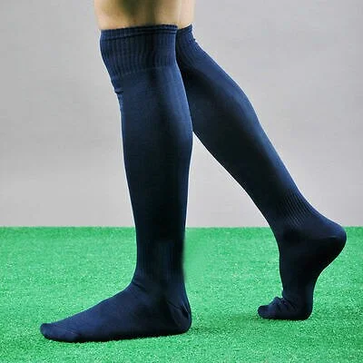 Hirigin Cool Mens Socks Sport football Soccer Long Socks Near Knee High Sock Baseball Hockey Y White Yellow Blue Socks