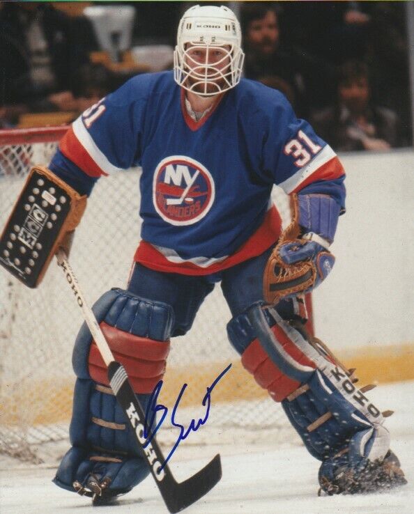 VINTAGE BILLY SMITH SIGNED NEW YORK NY ISLANDERS GOALIE 8x10 Photo Poster painting #4 Autograph