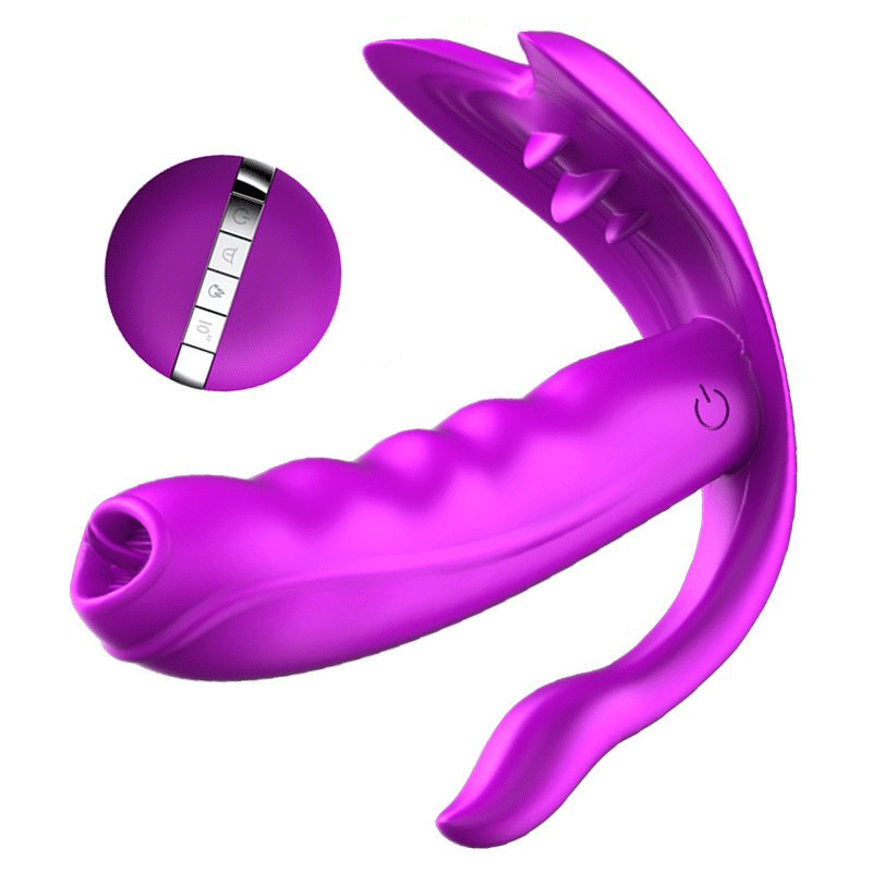 Wearable Orgasm Vibrator for Women G Spot Clitoris Stimulator Anal Massage Heating Dildo Vibrator - Rose Toy