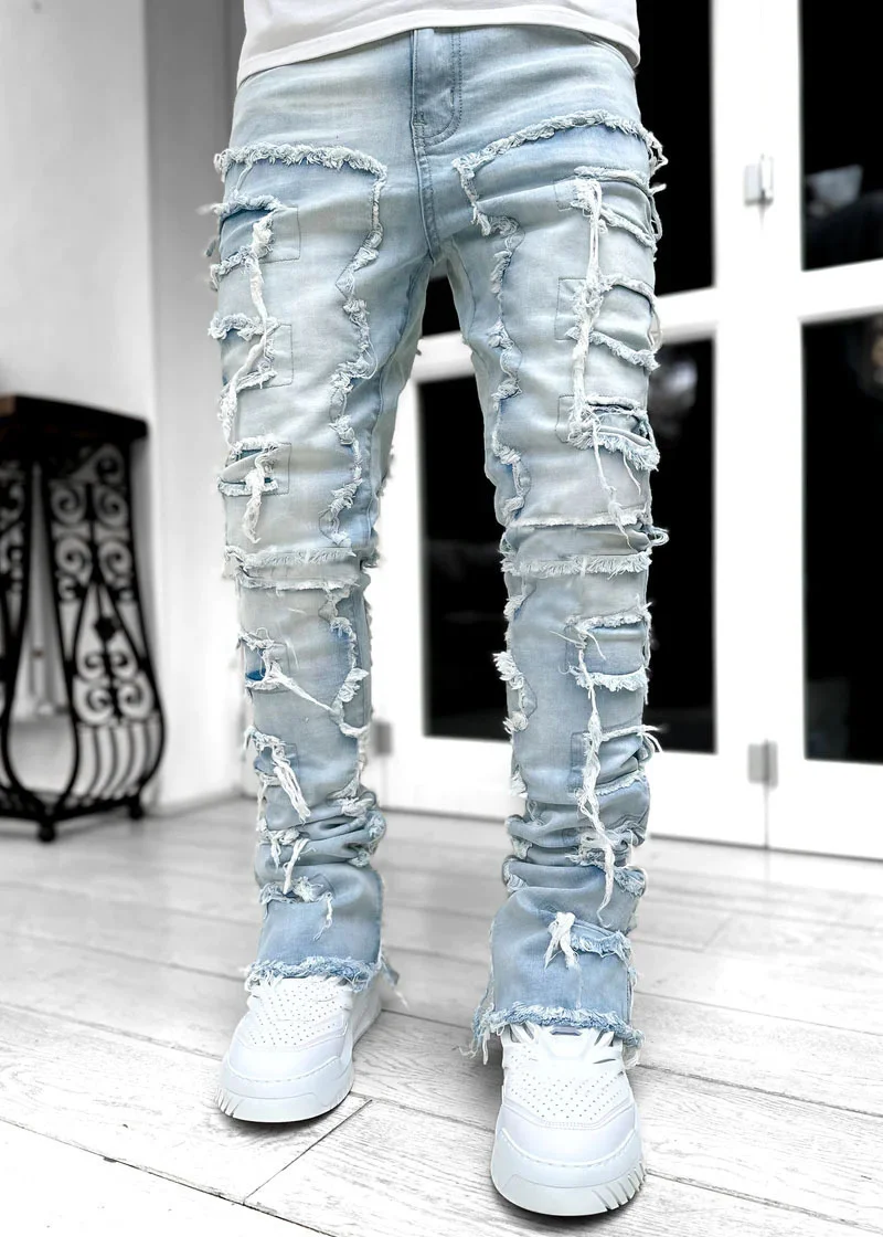 Men's 2024 Hippie Style Straight Denim Jeans