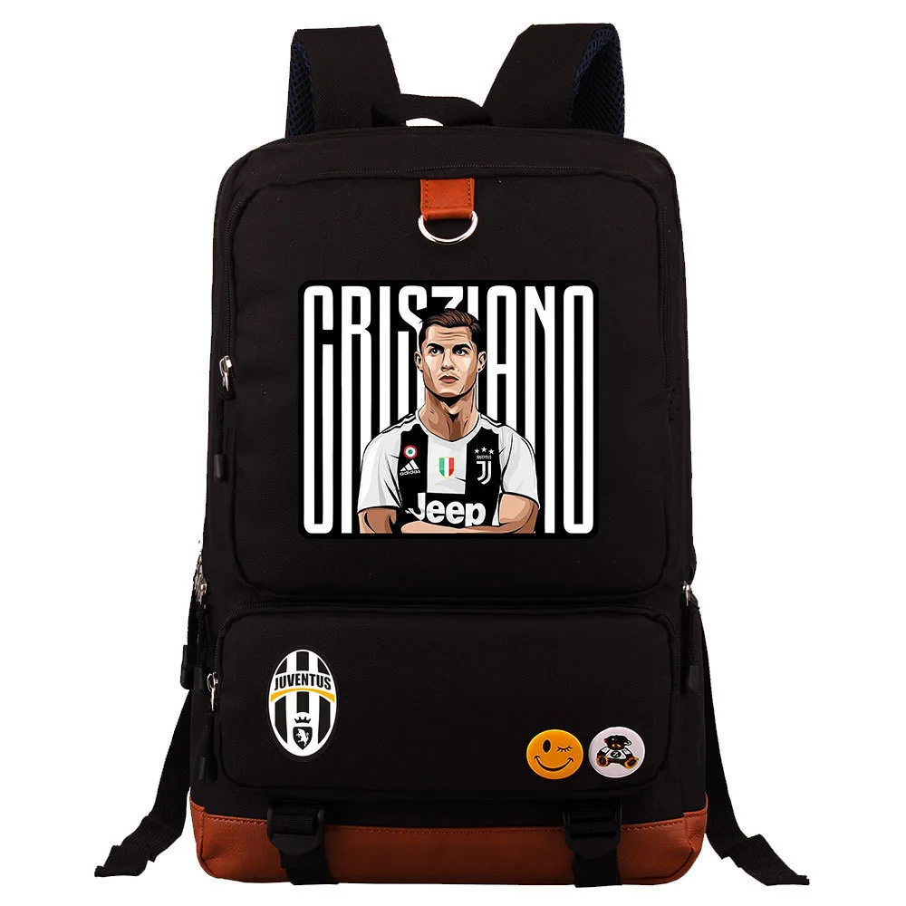 Buzzdaisy Cristiano Ronaldo Printed Square Backpack - Large Capacity and Laptop Compartment