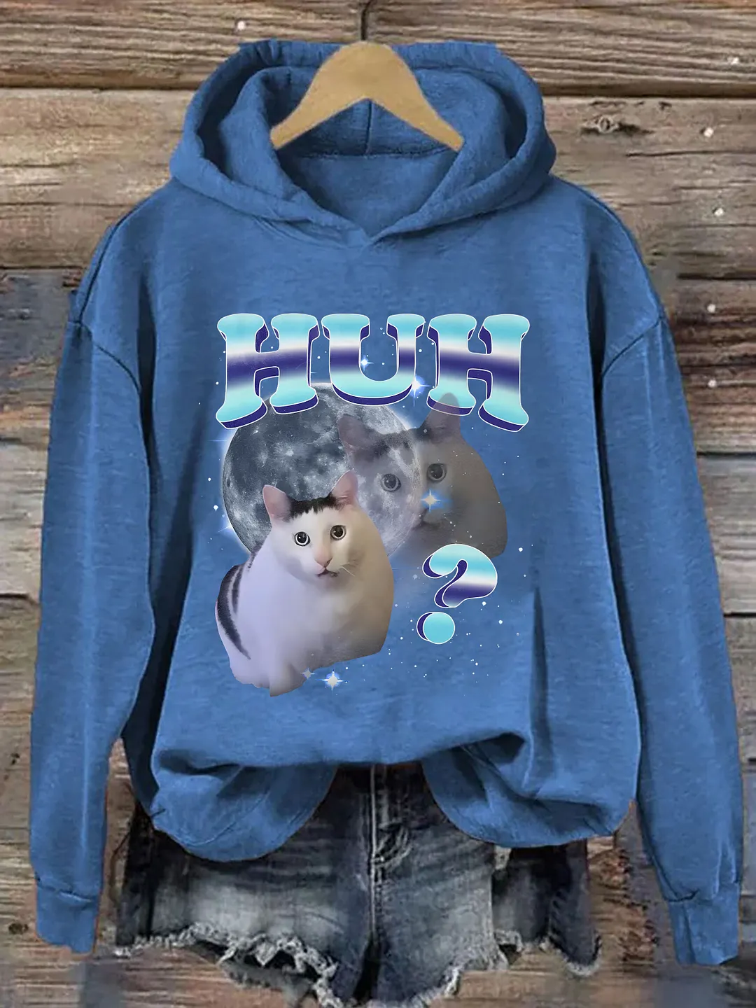 HUH Funny Cat Meme Hoodie