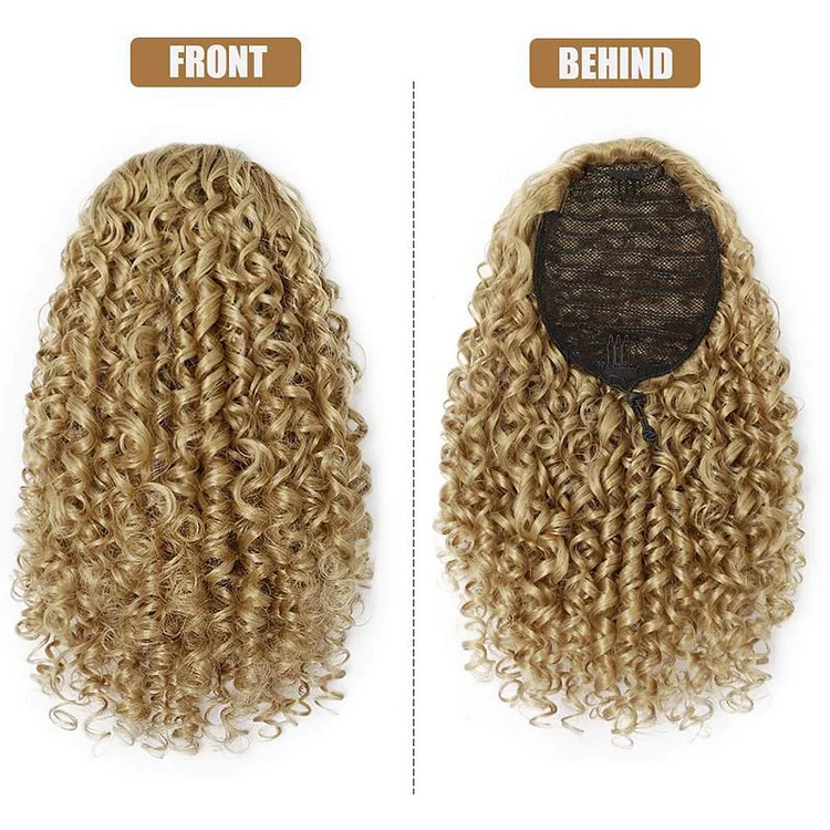 Daily Gold Gradient Curly Ponytail Wigs