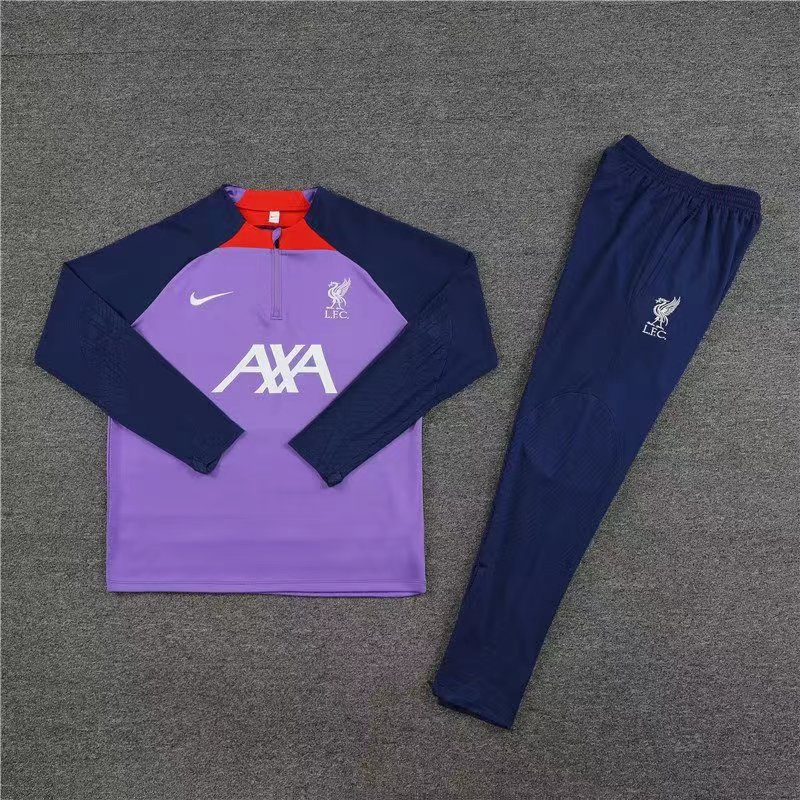 23/24 Liverpool Half-Pull Training Suit purple Football Jersey Set Thai Quality