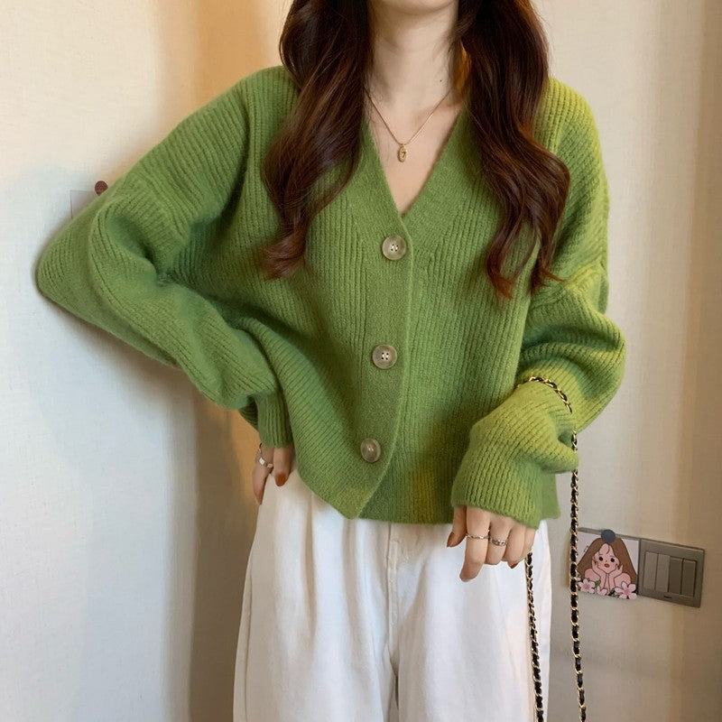 Aiertu datenight fall outfits Korean Gentle Style Solid Color Simple Sweater Women's Coat Spring and Autumn Slim Slimming Short Knitted Cardigan aiertu