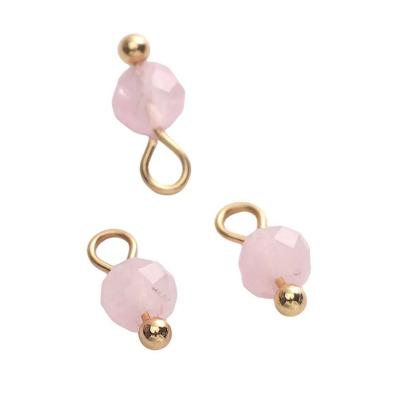 5 PCS/Package Diameter 3mm Diameter 4mm Hole 1~1.9mm Alloy Natural Stone Geometric Pendant Jewelry Accessories