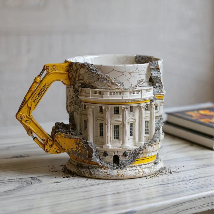 Printed ceramic mug side view
