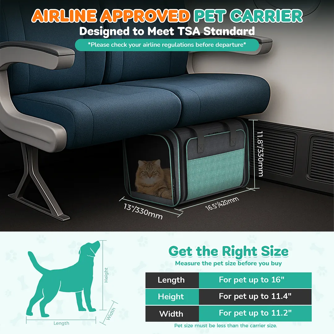 Cat Carrier with Wheels Airline Approved, Expandable Rolling Dog Carrier for Small Dog Under 25lbs, Cat Soft Carrier Pet Travel Bag TSA