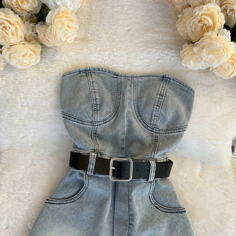 Churchf Churchf Overalls Jumpsuit Women's New High Waist Skinny Wide Leg Shorts Small Casual Jumpsuit Hot Pants