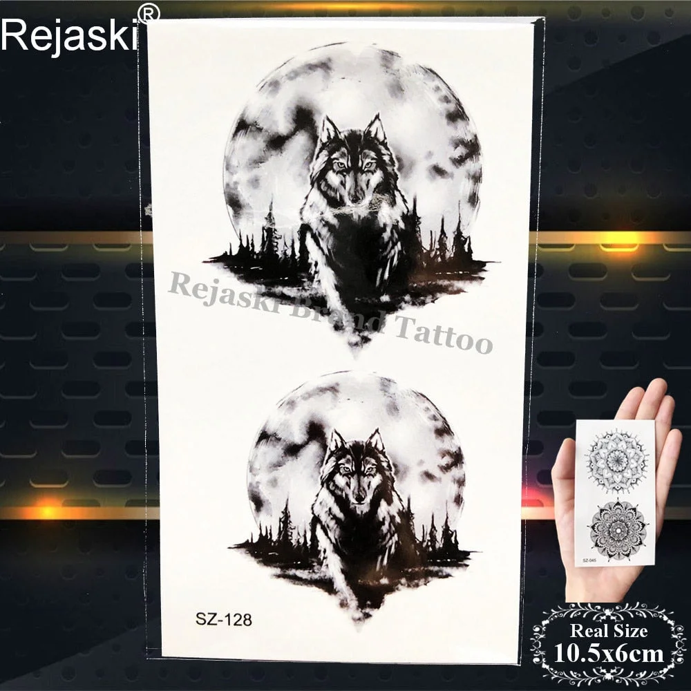 Labrador Dog Temporary Tattoo Stickers Women Body Arm Leaf Black Fake Tatoo Men Kids Waterproof 3D Tattoo Golden Retriever