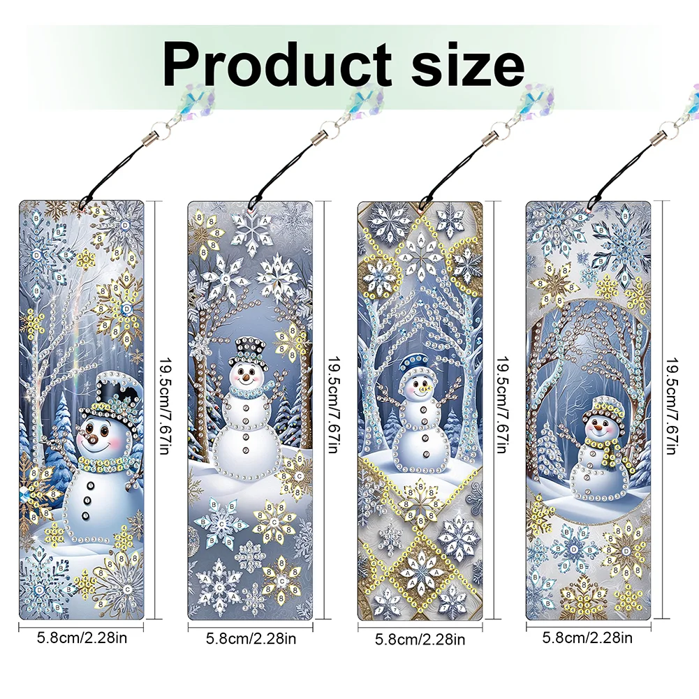 Snowman A5 Size Diamond Painting Notebook Set with 4Pcs Bookmark Holiday Gift