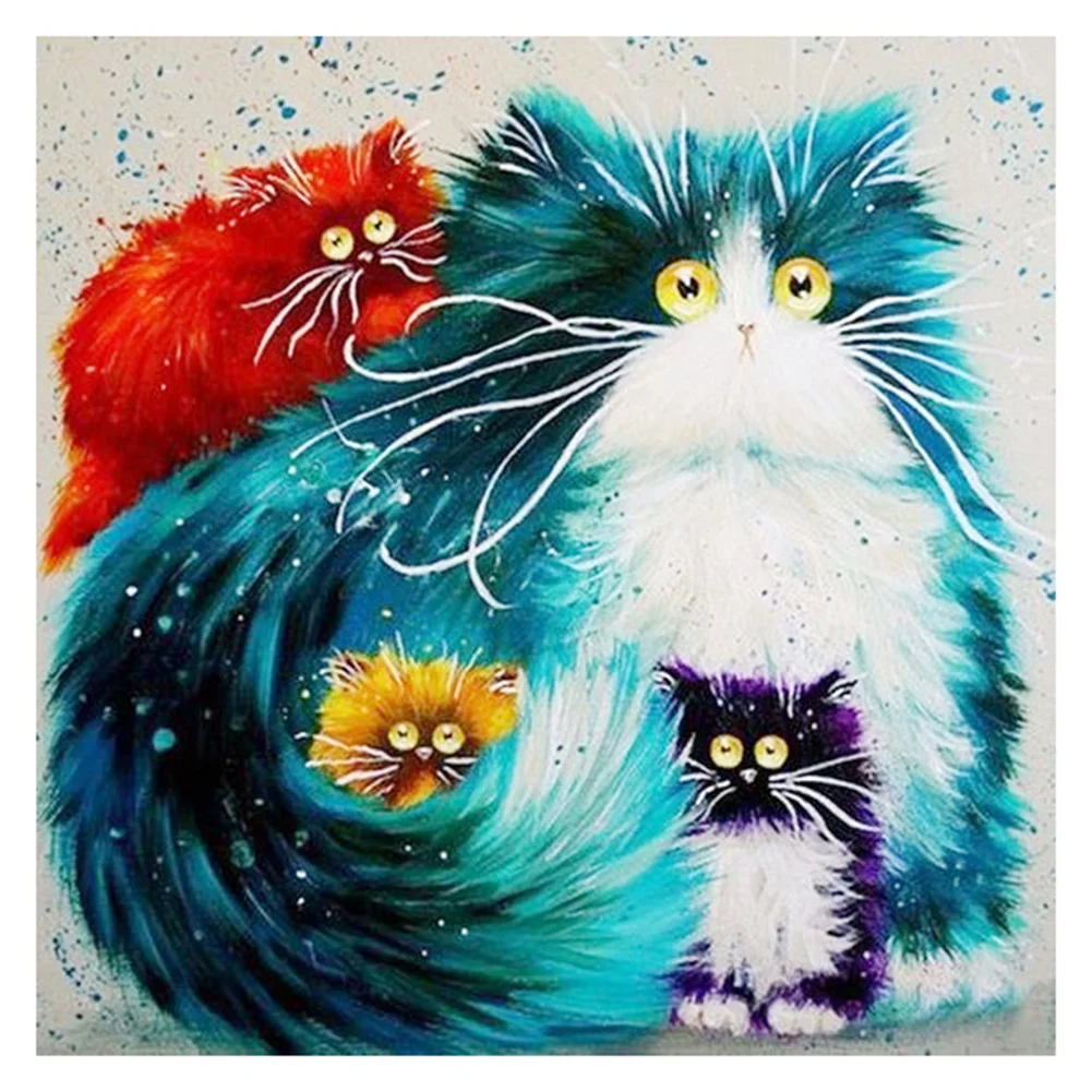 Cat - Full Round - Diamond Painting（30*30cm)