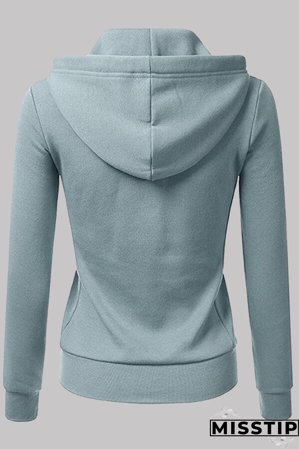 Light Blue Fashion Casual Solid Patchwork Zipper Hooded Collar Outerwear