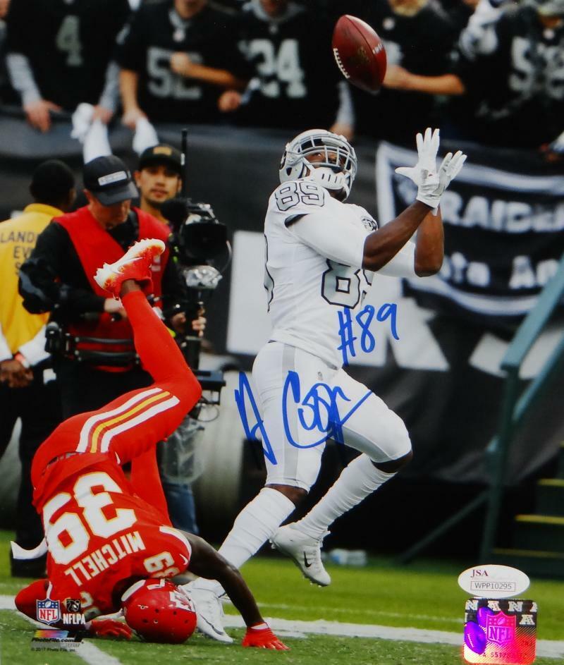 Amari Cooper Autographed Raiders 8x10 Catch Vs Chiefs PF Photo Poster painting- JSA W Auth *Blue