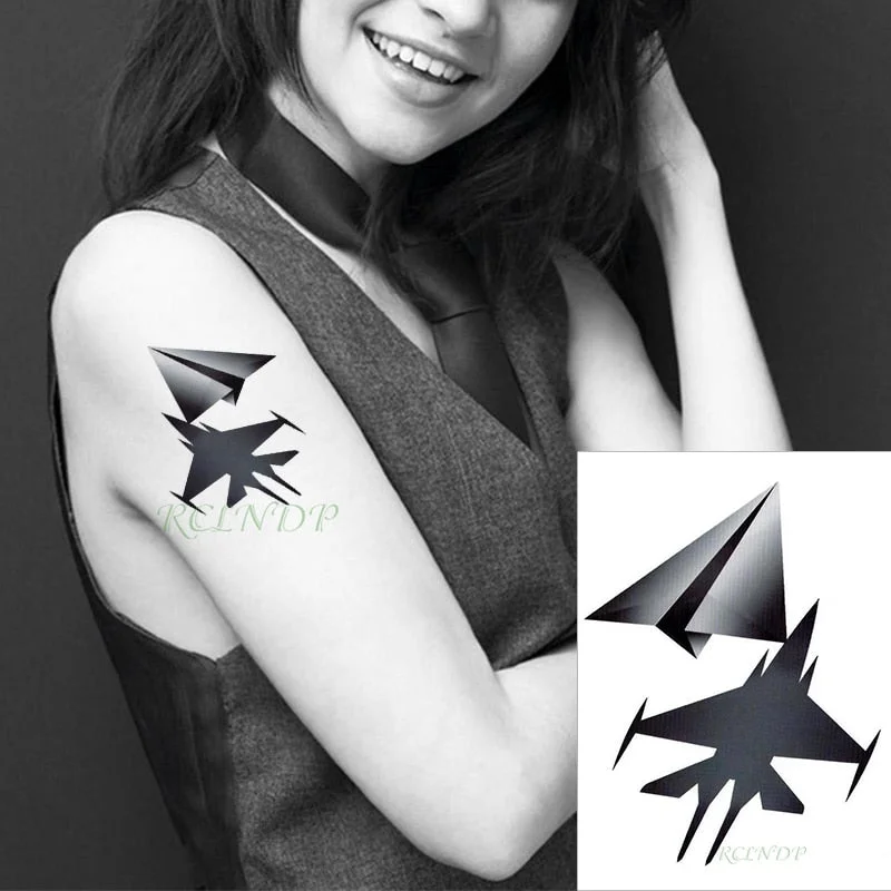Waterproof Temporary Tattoo Sticker paper aircraft black fake tatto flash tatoo hand leg arm back tattoos for kid men women