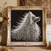 Starlit Beaded White Wolf Special Shaped 5D DIY Partial Drill Diamond Painting Kits for Adults Beginners Home Decor Diamonds Dots Gem Art Kits 11.81 X11.81inch