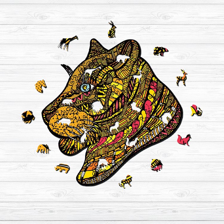 Yellow Leopard Wooden Jigsaw Puzzle