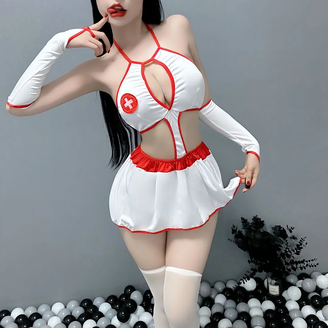 Brownm Sex Lingerie Sexy Role-Playing On The Bed Of Passionate Hot Nurse Uniform Seduction Suit Pajamas
