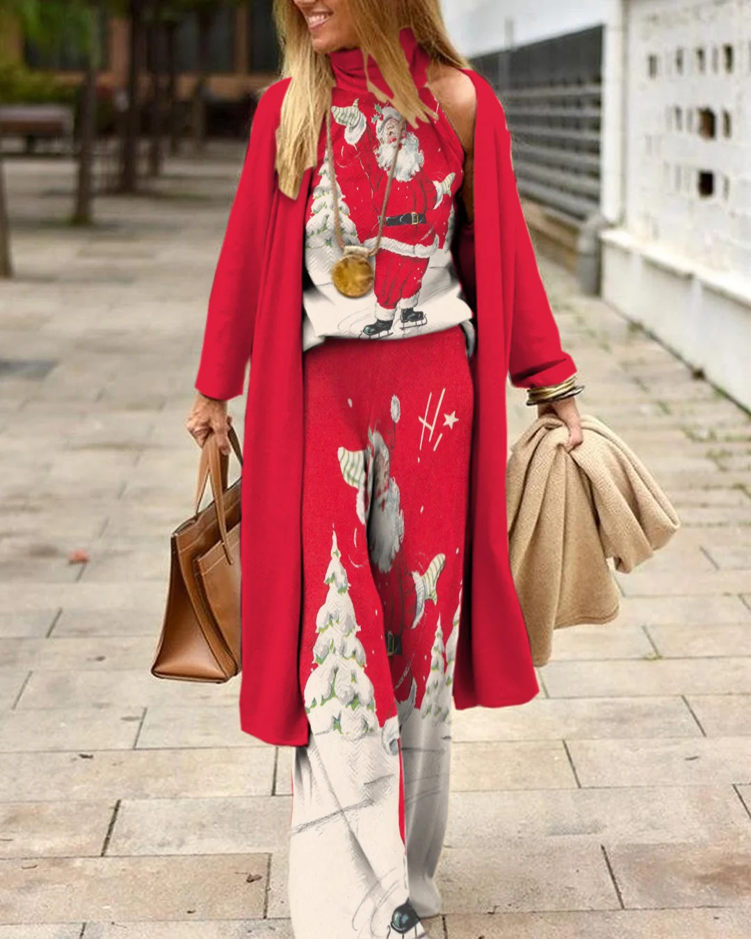 Herringbone Sweater Three-Piece Suit 325e