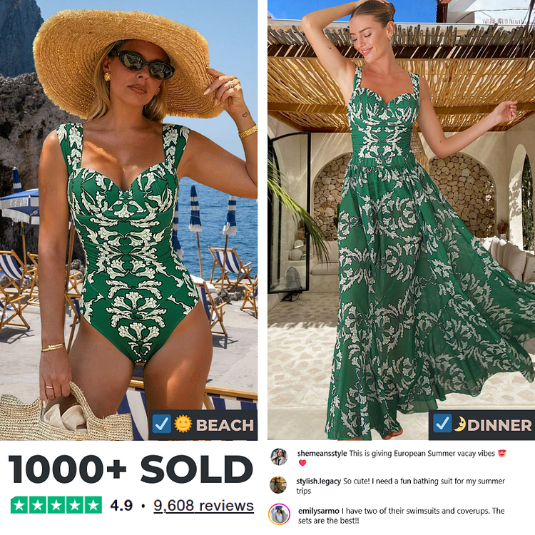 Sling Underwired Shirring Printed One Piece Swimsuit and Skirt