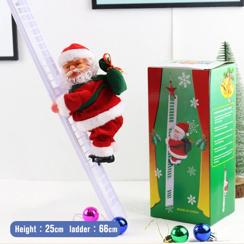 Funny Christmas Santa Claus Electric Climb Ladder Decoration Christmas Tree Hanging Ornaments New Year Children Kids Gifts