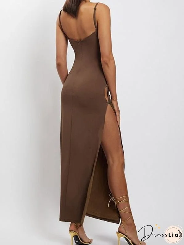 Side Button Panel Slim Sling Skirt