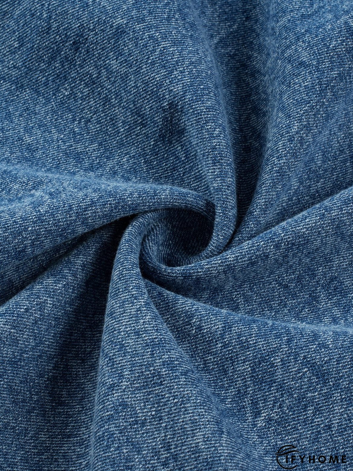 Blue Mineral Wash Denim Shirt Dress with Cuffed Sleeves | IFYHOME